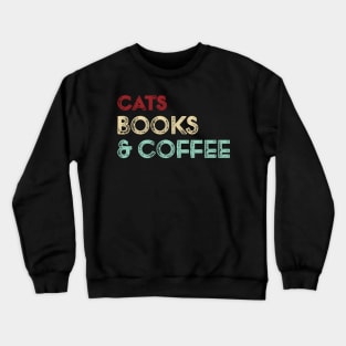 Vintage Potter Cats Books And Coffee Funny Crewneck Sweatshirt